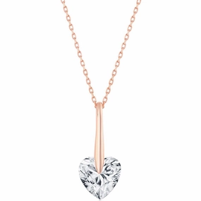 Classic Women's Necklace - Rose Gold Plated Sterling Silver 10mm Heart CZ | M-6779-RG
