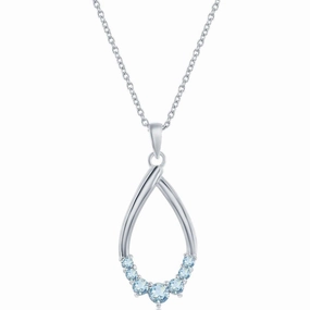 Classic Women's Necklace - Sterling Pear-shaped Sky Blue Topaz Gemstone | M-6950