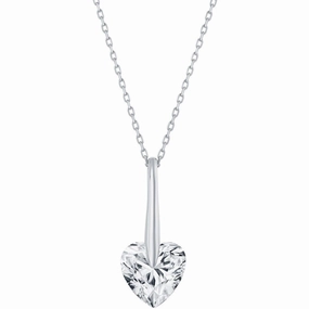 Classic Women's Necklace - Sterling Silver 10mm Heart CZ | M-6779