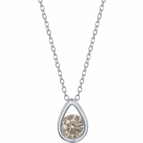 Classic Women's Necklace - Sterling Silver Alexandrite Birthstone Pear-shaped | M-6893