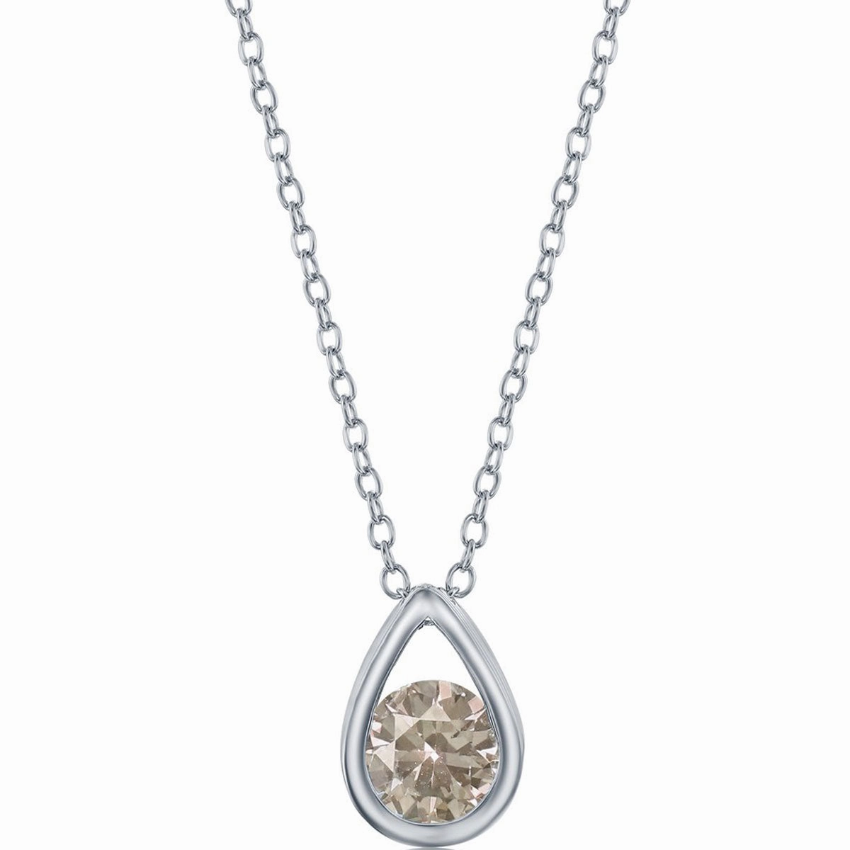 Classic Women's Necklace - Sterling Silver Alexandrite Birthstone Pear-shaped | M-6893