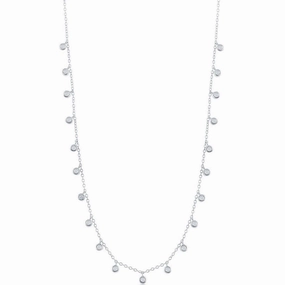 Classic Women's Necklace - Sterling Silver Dangling Bezel-Set CZ | M-6818