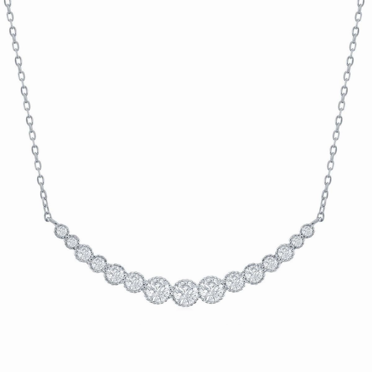 Classic Women's Necklace - Sterling Silver Graduating Round CZ | M-6965