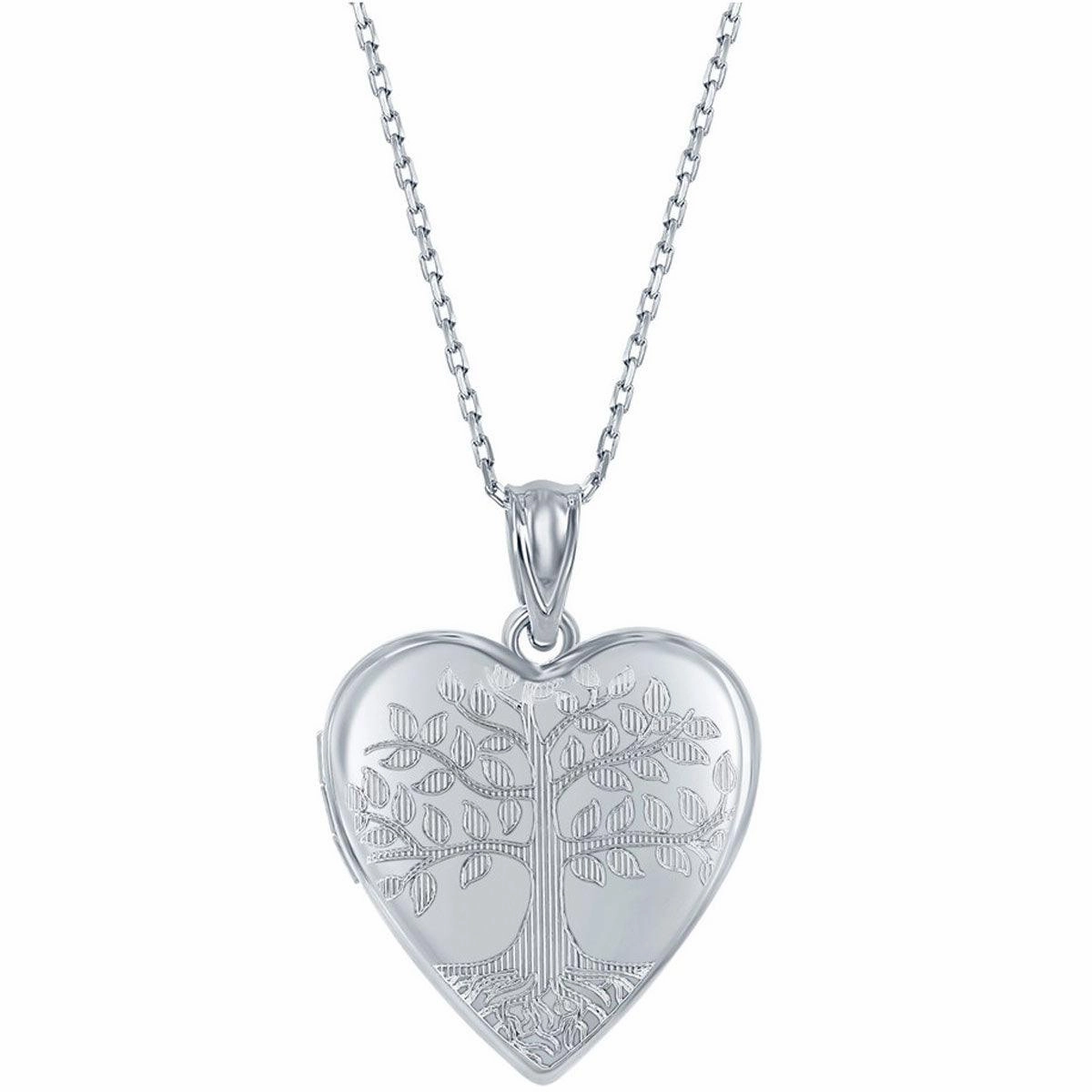 Classic Women's Pendant and Locket Set - Sterling Silver Tree of Life Heart | J-2748