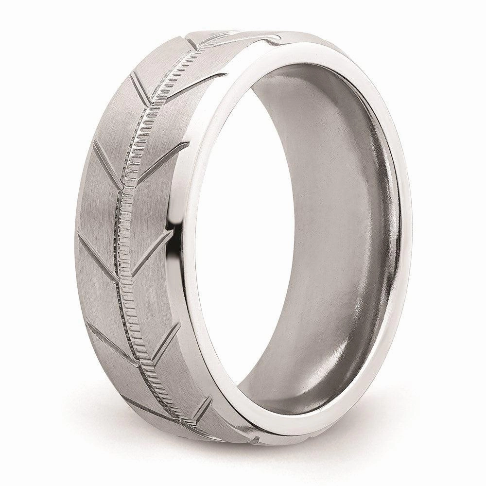 Cobalt Brushed and Polished Beveled 8mm Band