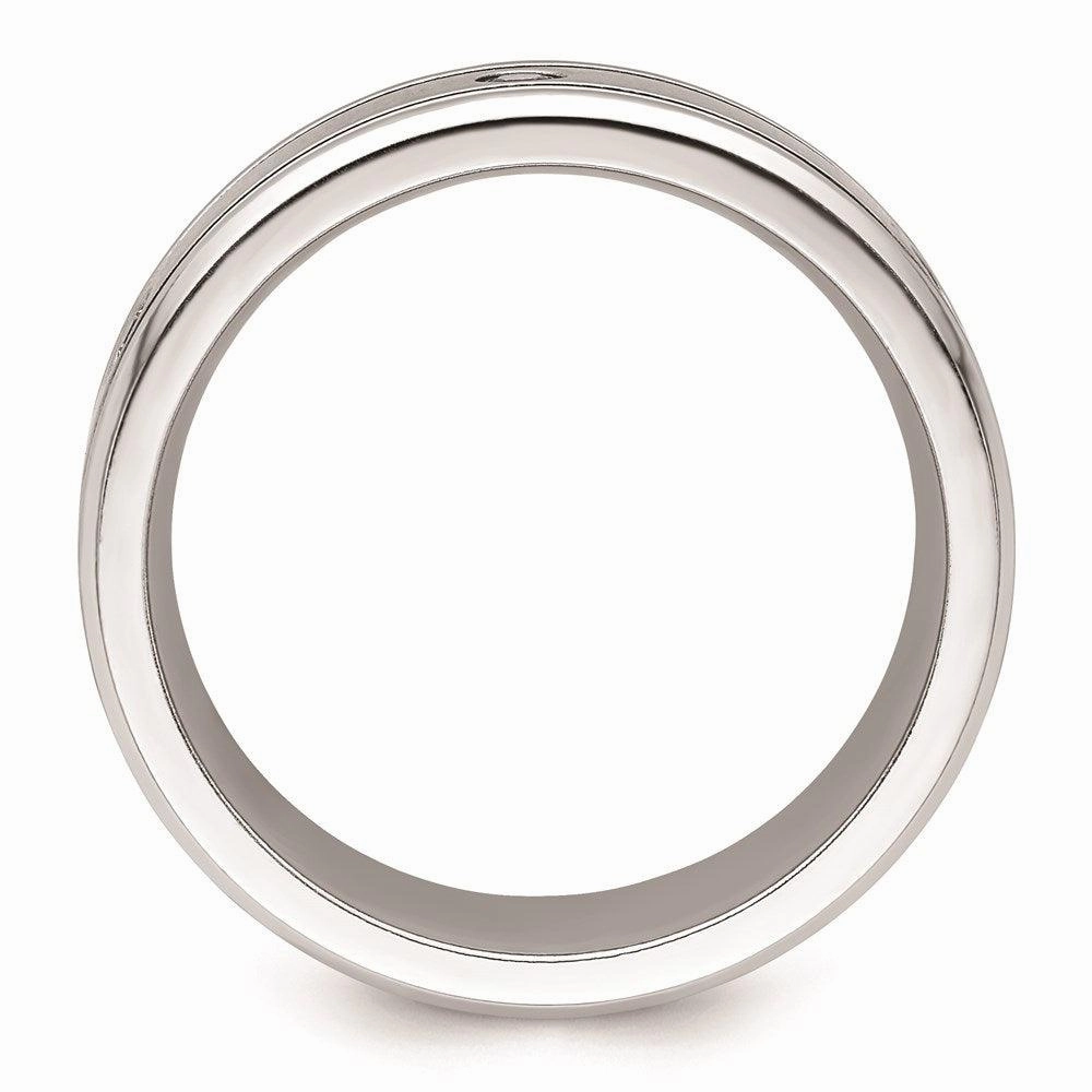 Cobalt Brushed and Polished with CZ  Beveled 8mm Band