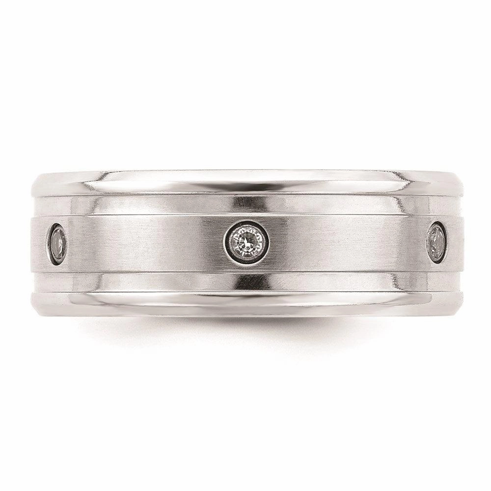 Cobalt Brushed and Polished with CZ  Beveled 8mm Band