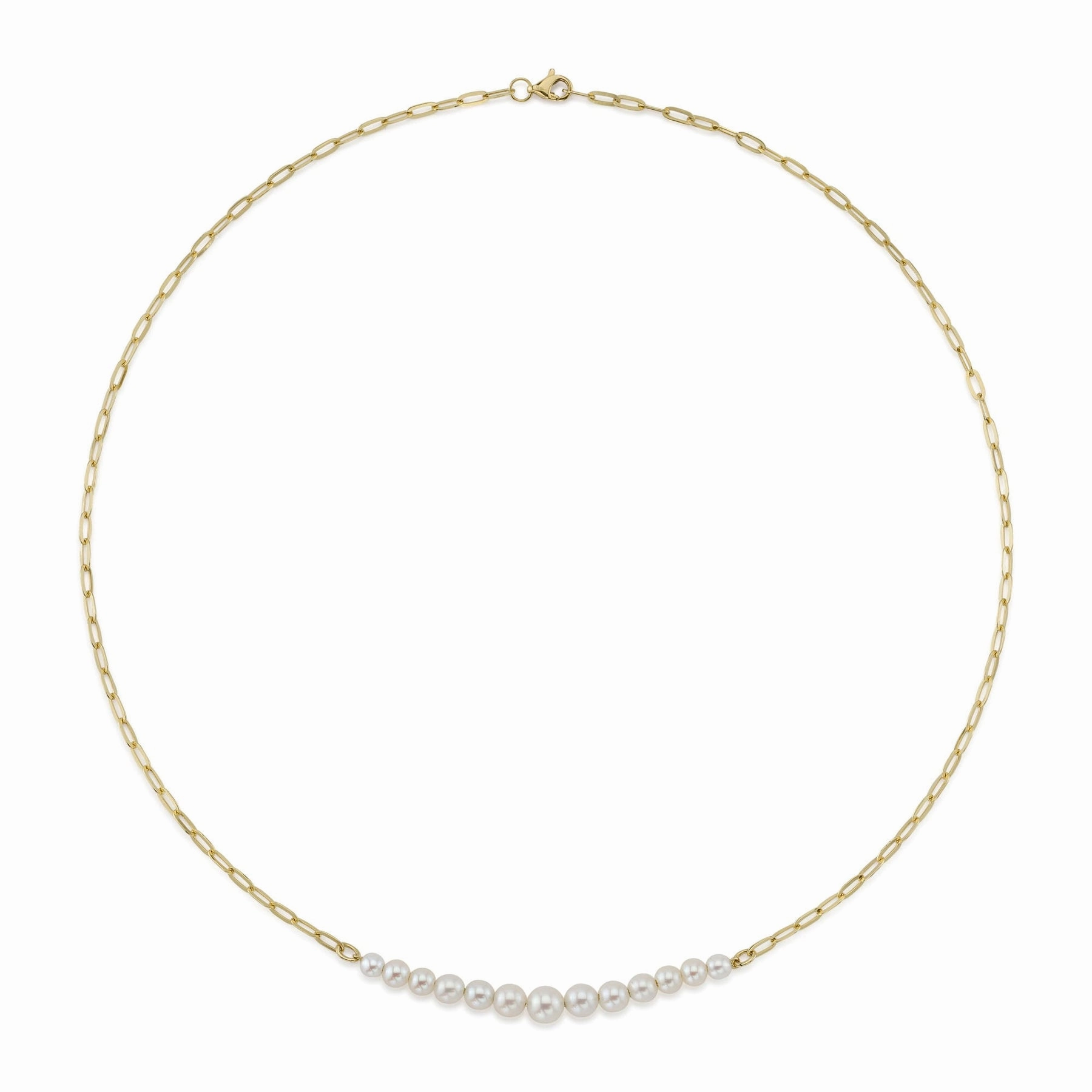 CULTURED PEARL PAPER CLIP LINK NECKLACE