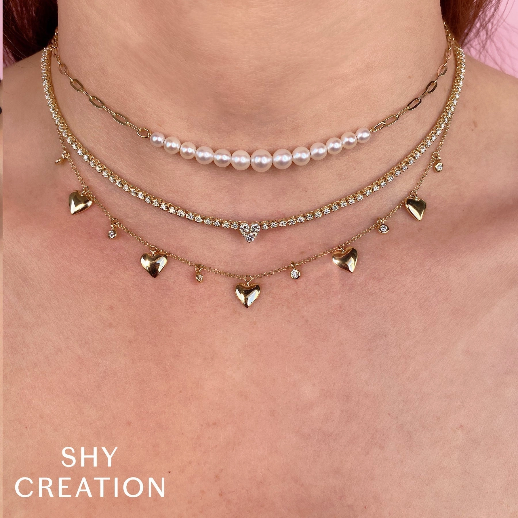 CULTURED PEARL PAPER CLIP LINK NECKLACE