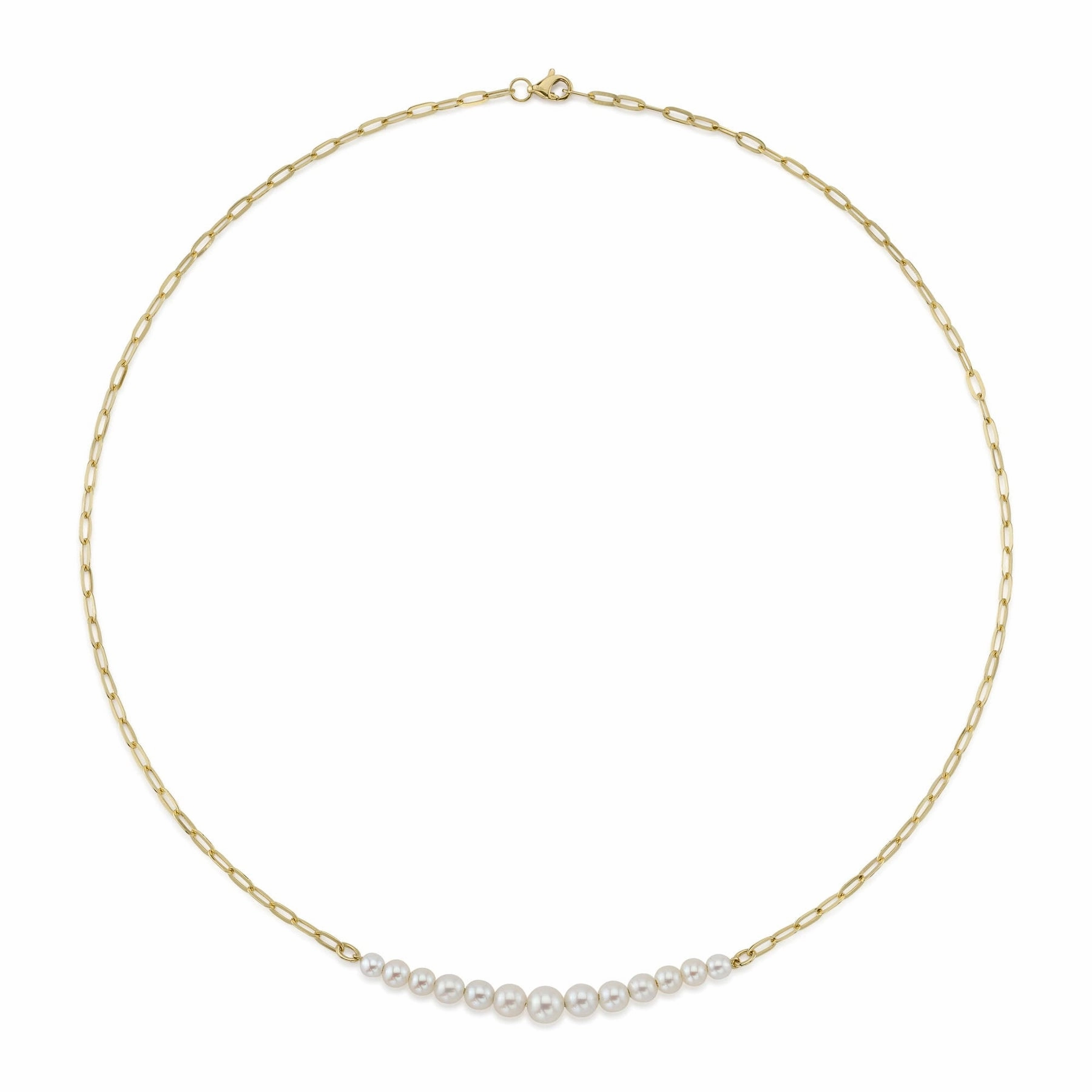 CULTURED PEARL PAPER CLIP LINK NECKLACE