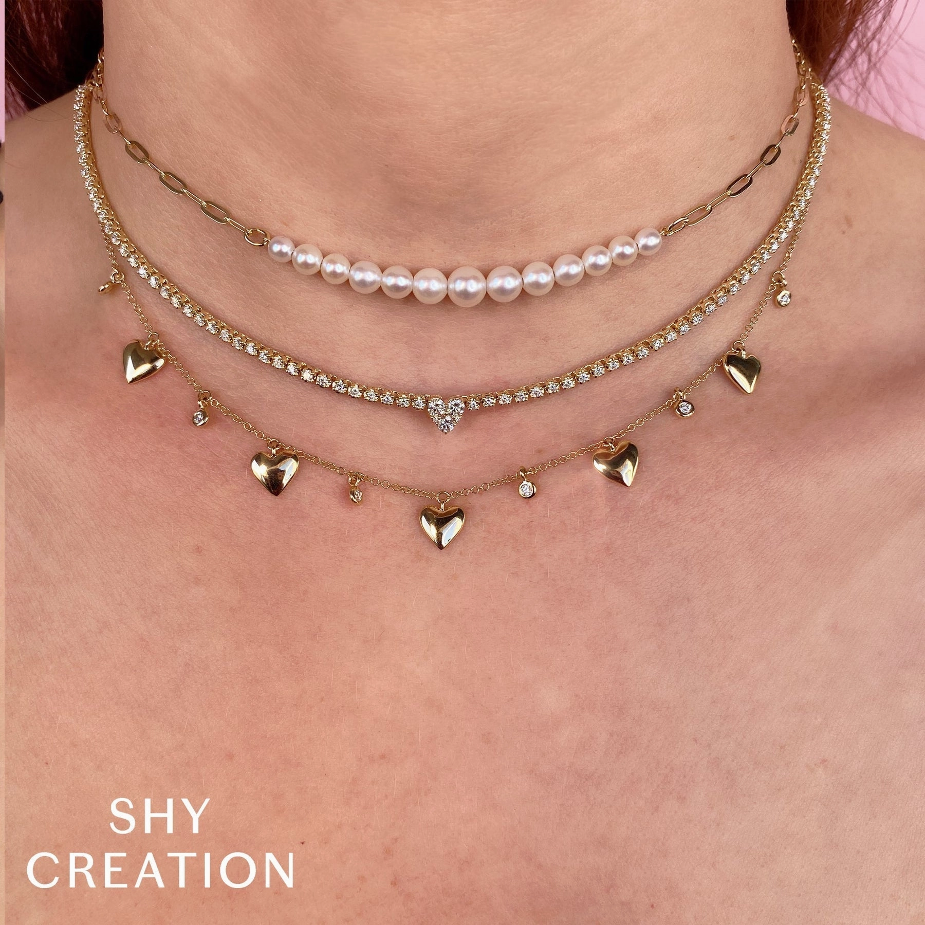 CULTURED PEARL PAPER CLIP LINK NECKLACE