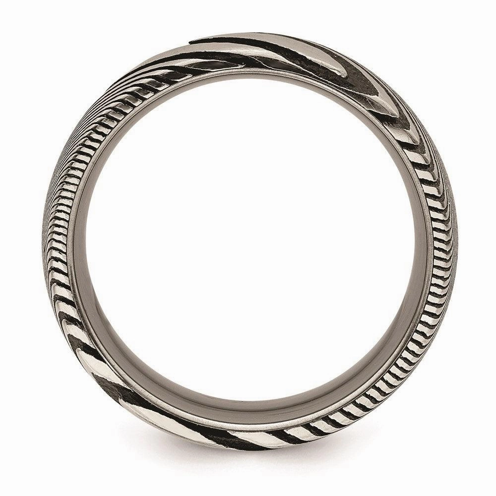 Damascus Steel Polished 8mm Band