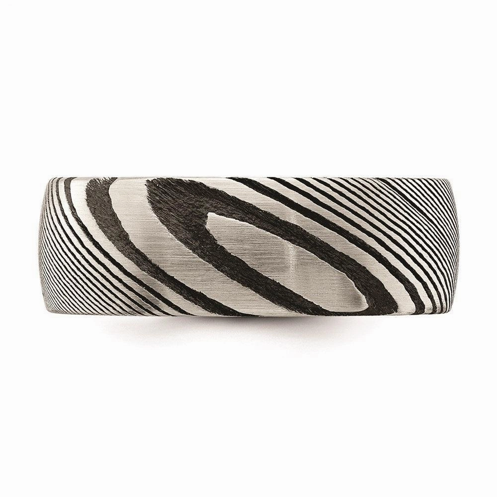 Damascus Steel Polished 8mm Band