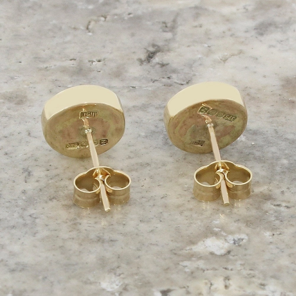 Derbyshire Blue John 9ct Yellow Gold Round Stud Earrings