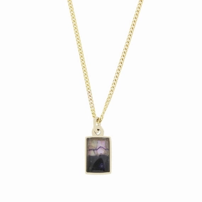 Derbyshire Blue John 9ct Yellow Gold Small Rectangular Pendant Necklace
