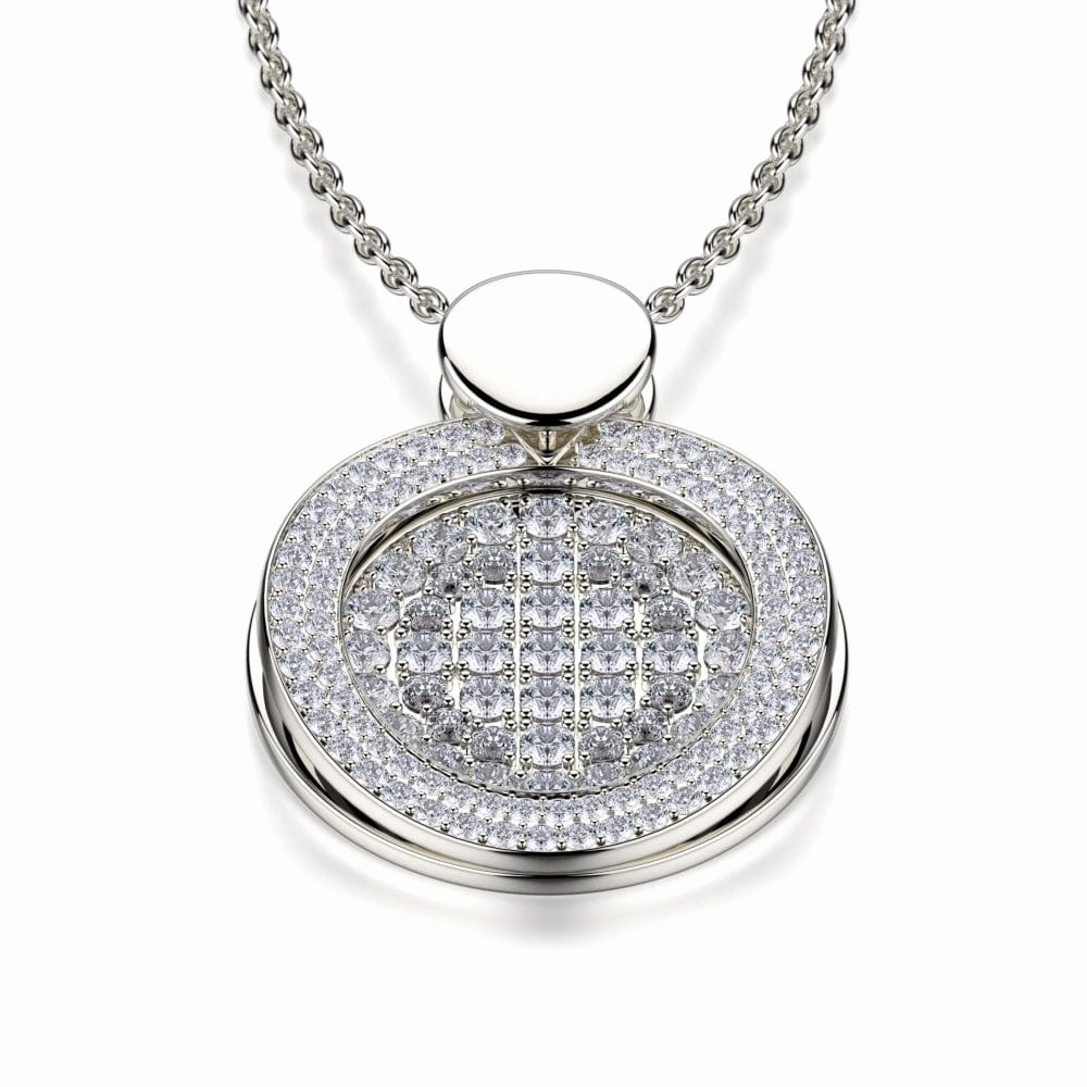Diamond Filled Circle Pendant Necklace MH108AWG