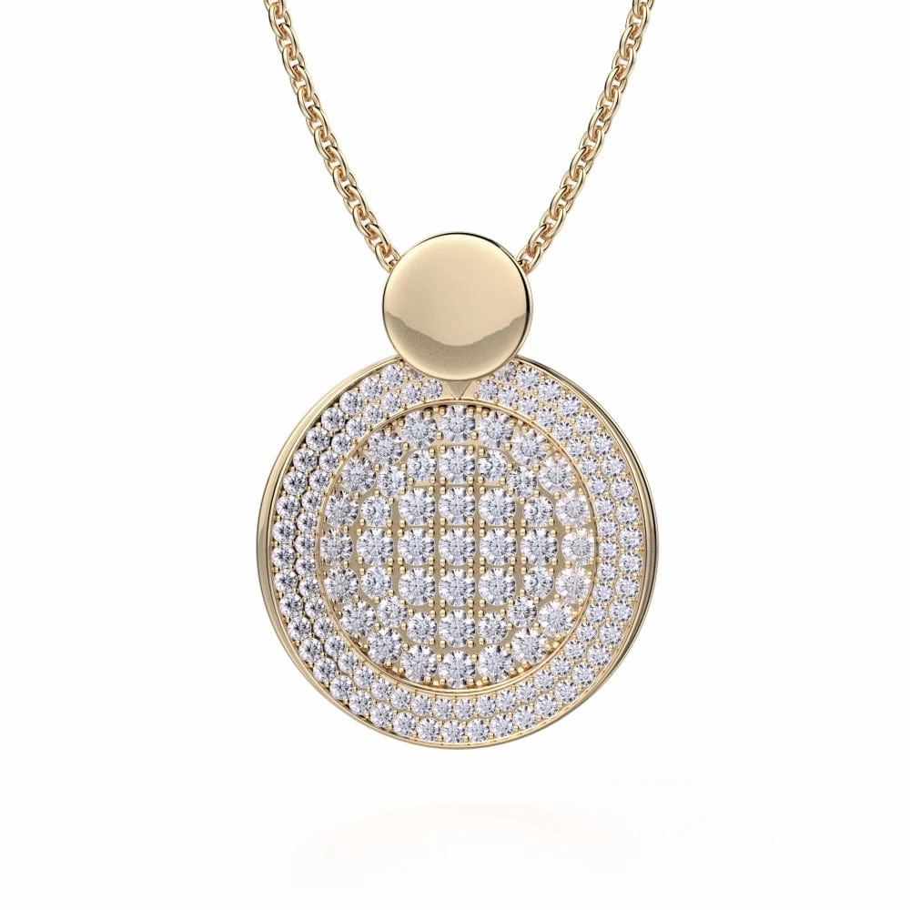 Diamond Filled Circle Pendant Necklace MH108AWG