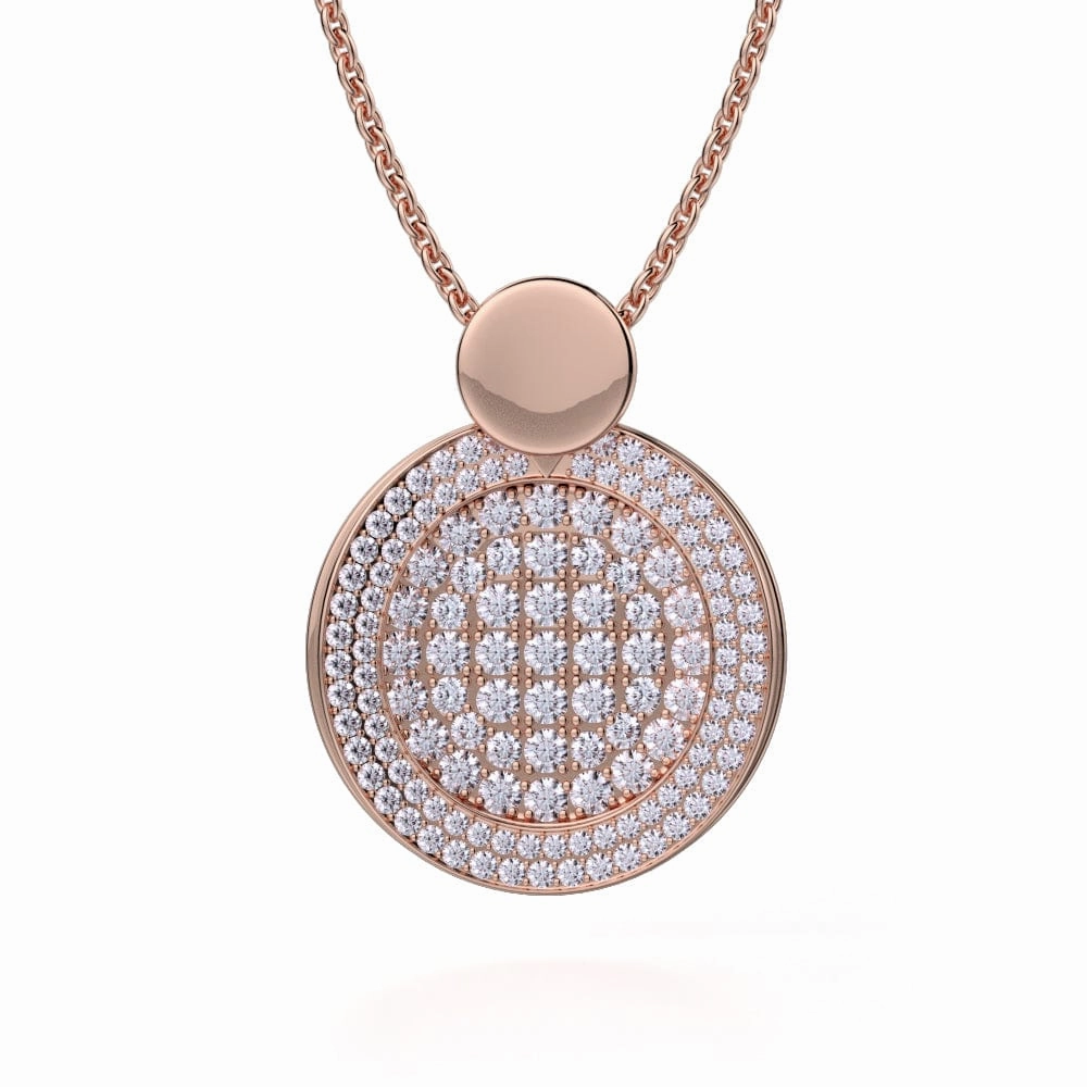 Diamond Filled Circle Pendant Necklace MH108AWG