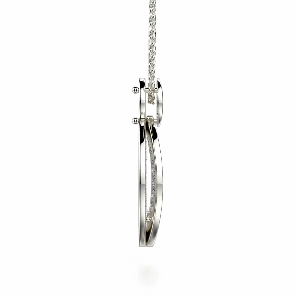 Diamond Filled Circle Pendant Necklace MH108AWG