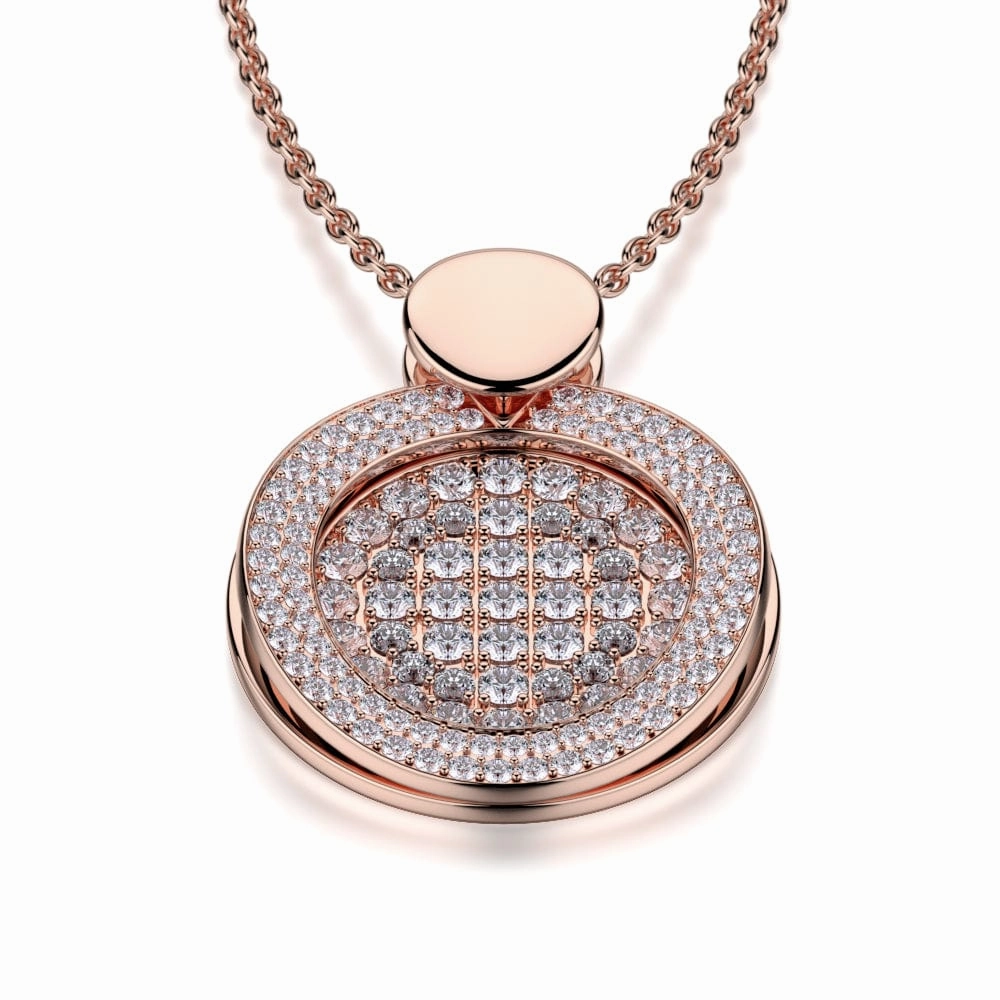 Diamond Filled Circle Pendant Necklace MH108AWG