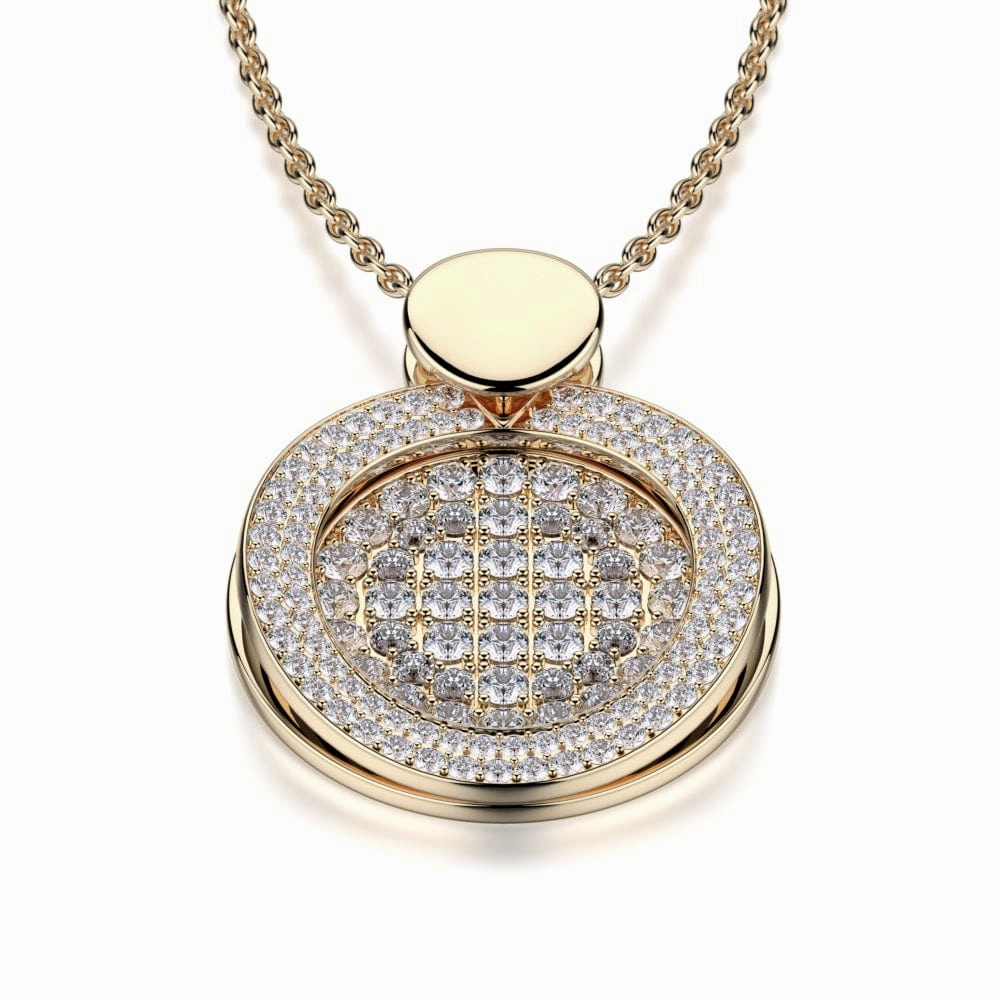 Diamond Filled Circle Pendant Necklace MH108AWG