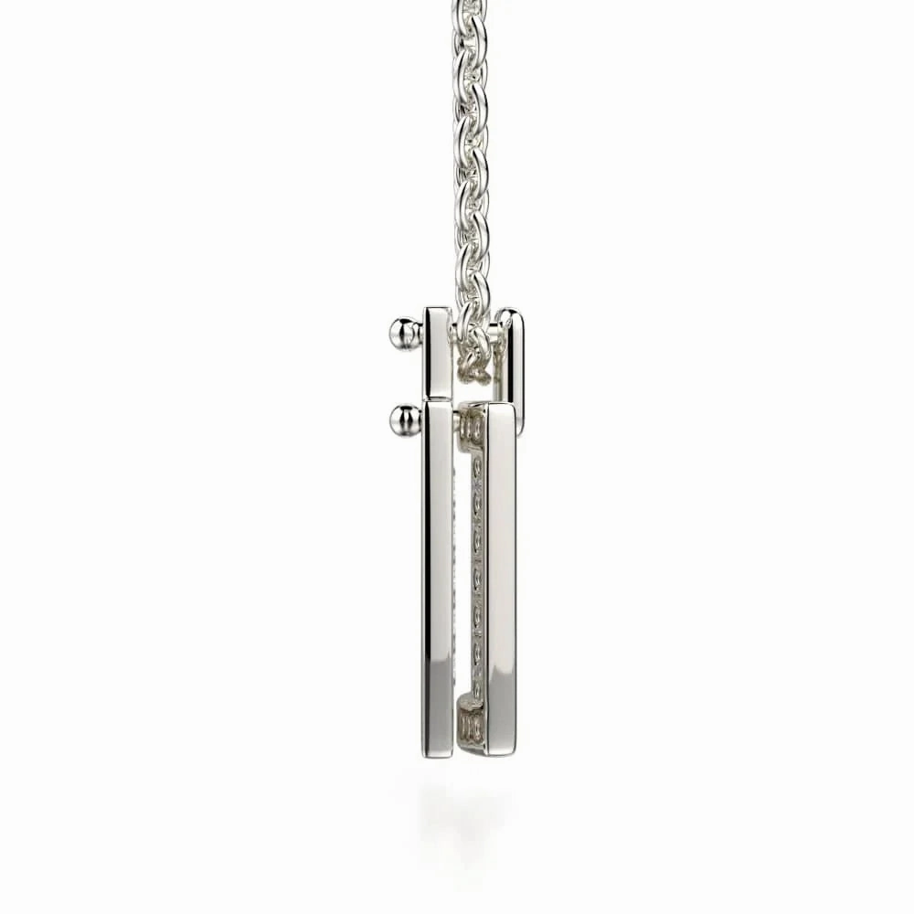 Diamond Filled Square Pendant Necklace MH110S-WG