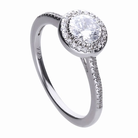 Diamonfire Sterling Silver Cubic Zirconia Round Halo Ring R3616