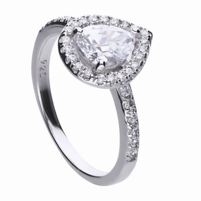 Diamonfire Sterling Silver Teardrop Zirconia Cocktail Ring R3627 Size O