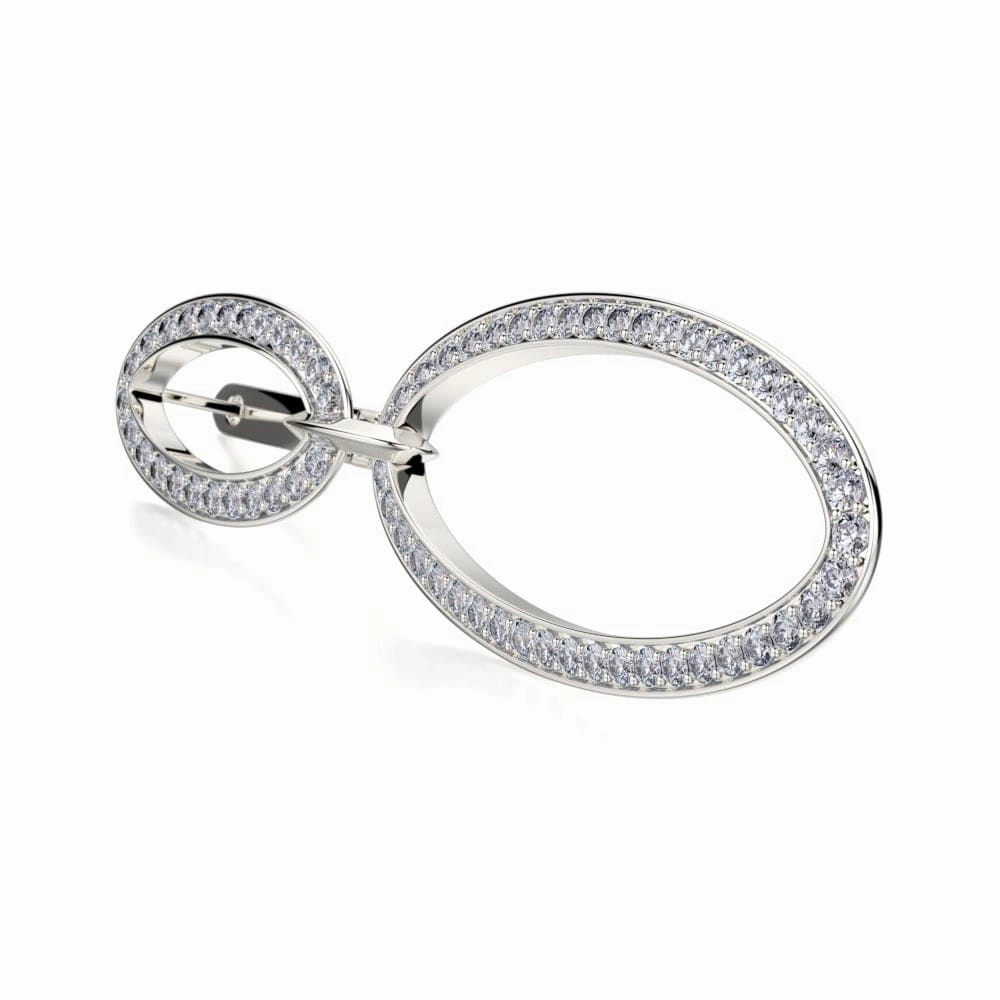 Double Oval Diamond Drop Earrings MKOB169RG
