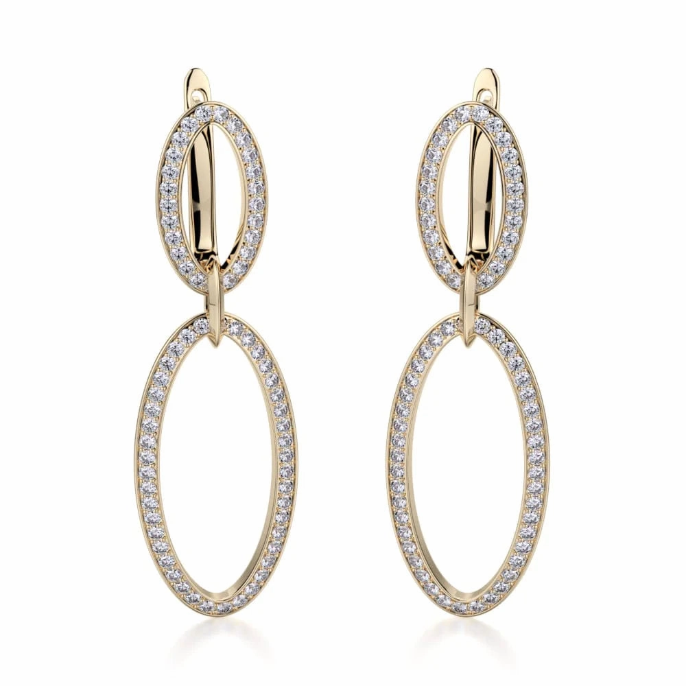 Double Oval Diamond Drop Earrings MKOB169RG