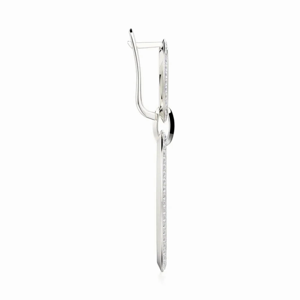Double Oval Diamond Drop Earrings MKOB169RG