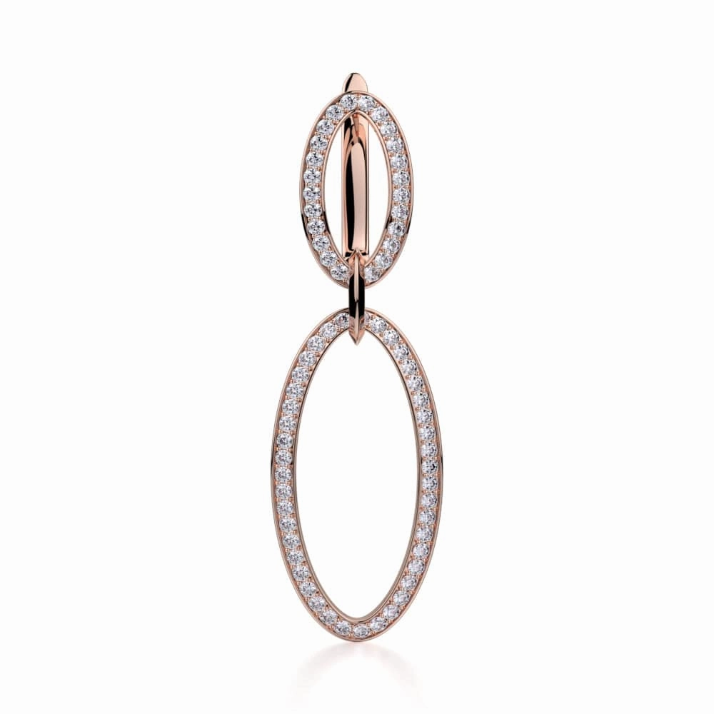 Double Oval Diamond Drop Earrings MKOB169RG