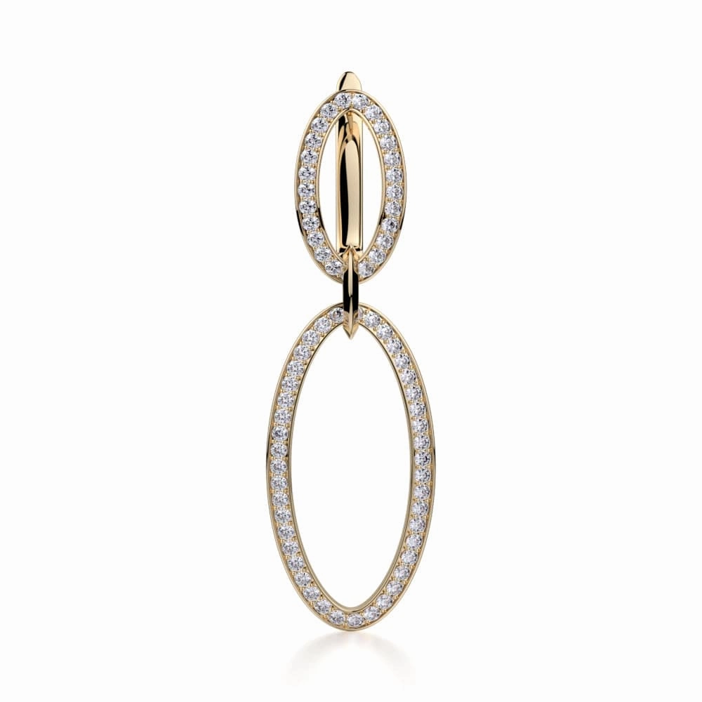 Double Oval Diamond Drop Earrings MKOB169RG