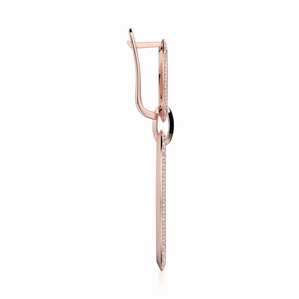Double Oval Diamond Drop Earrings MKOB169RG