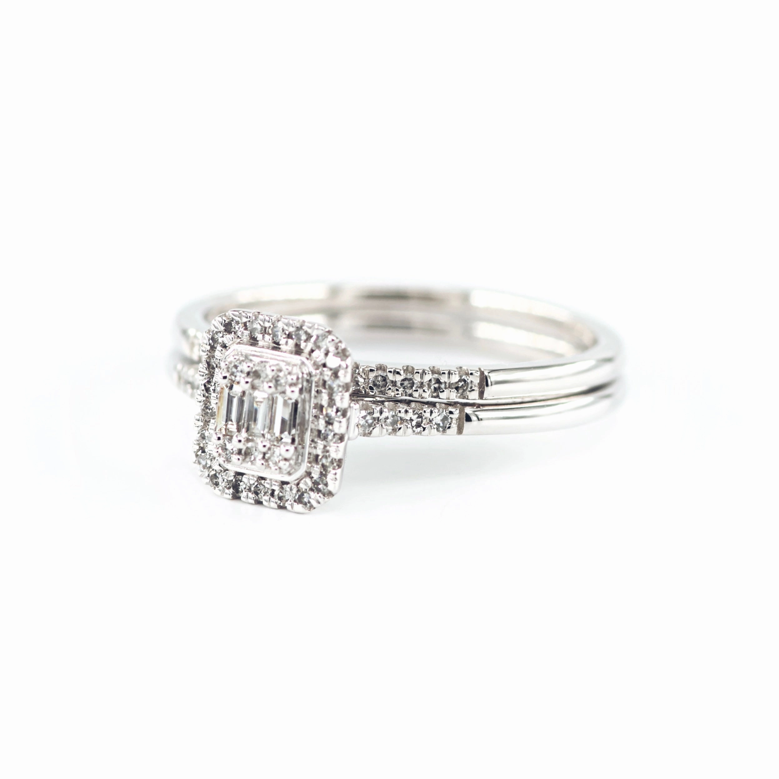 Emerald Cut Halo Diamond Bridal Set 4690055