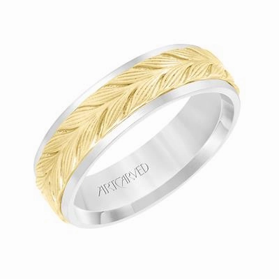 Flat Round Edge Carved Wedding Band