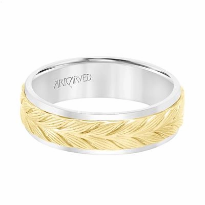 Flat Round Edge Carved Wedding Band