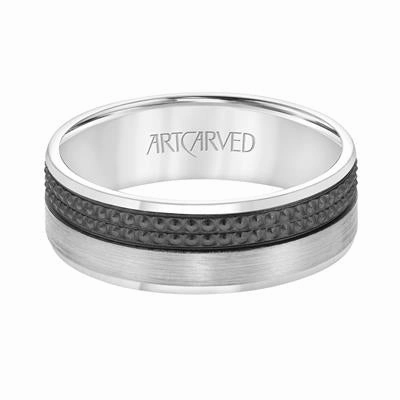 Flat Round Edge Carved Wedding Band