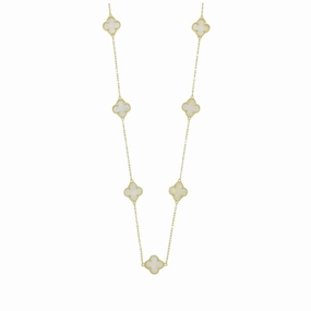 Four Leaf Clover Gold Plated Mother of Pearl Necklace GVL013