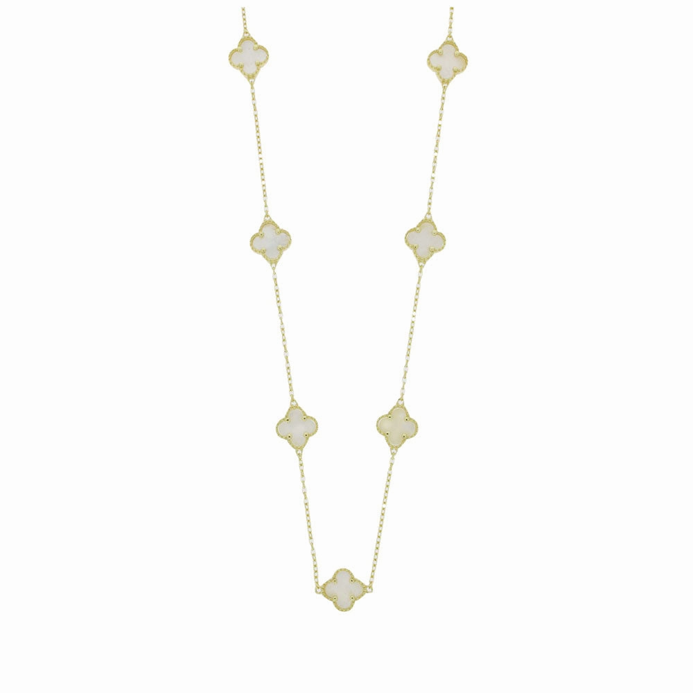 Four Leaf Clover Gold Plated Mother of Pearl Necklace GVL013