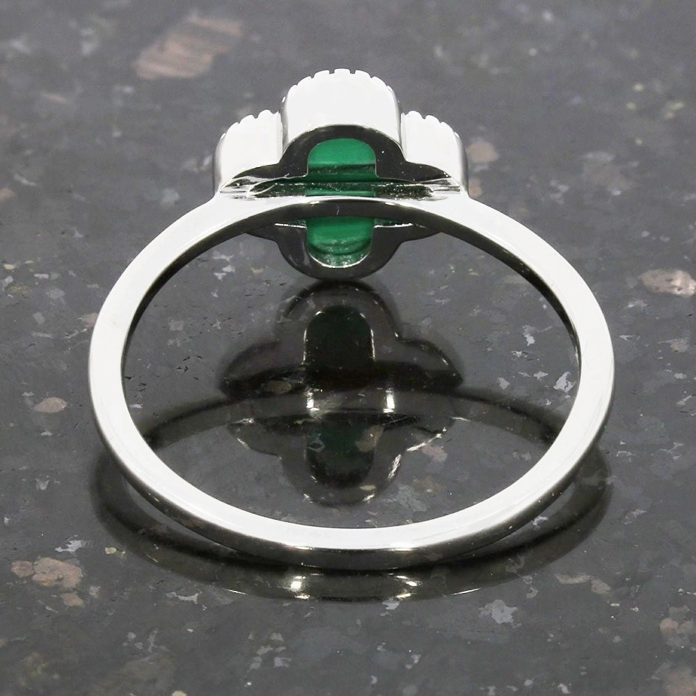 Four Leaf Clover Sterling Silver Ring Green Stone GVL042
