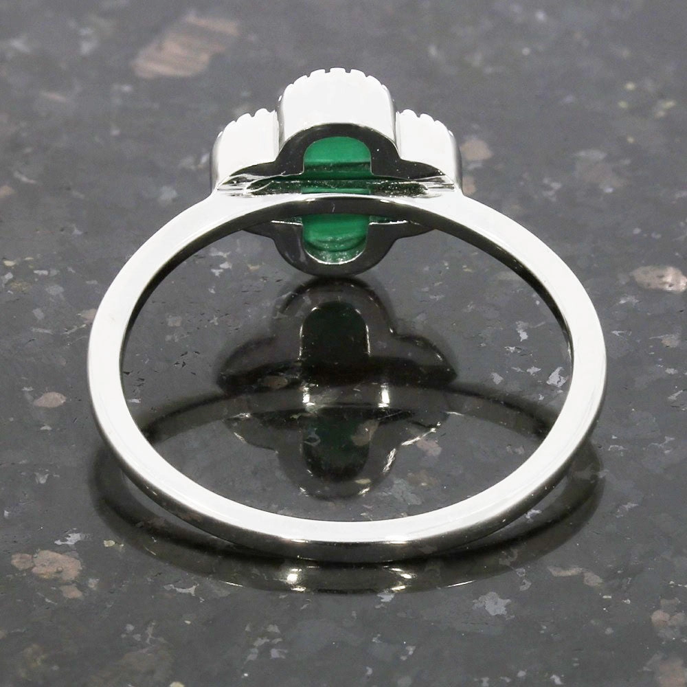 Four Leaf Clover Sterling Silver Ring Green Stone GVL042