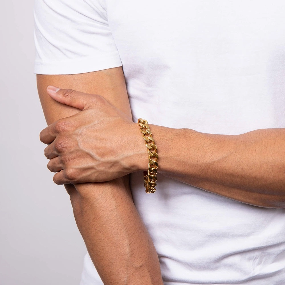 Fred Bennett Stainless Steel Mens Bracelet B5444 - 14ct Gold Plated