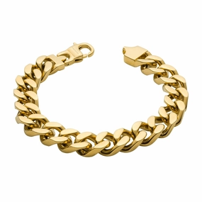 Fred Bennett Stainless Steel Mens Bracelet B5444 - 14ct Gold Plated