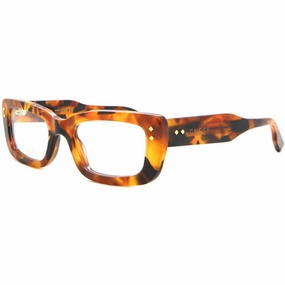 Gucci Women's Eyeglasses - Havana Acetate Rectangular Frame Demo Lens | GG1216O 002