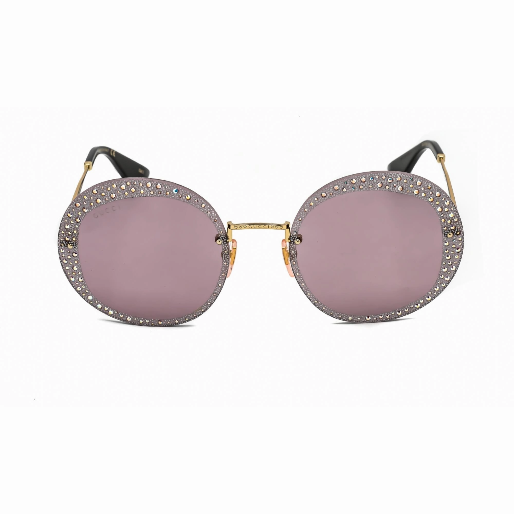 Gucci Women's Sunglasses - Gold Round Metal Rimless Frame Violet Lens | GG0899S 001