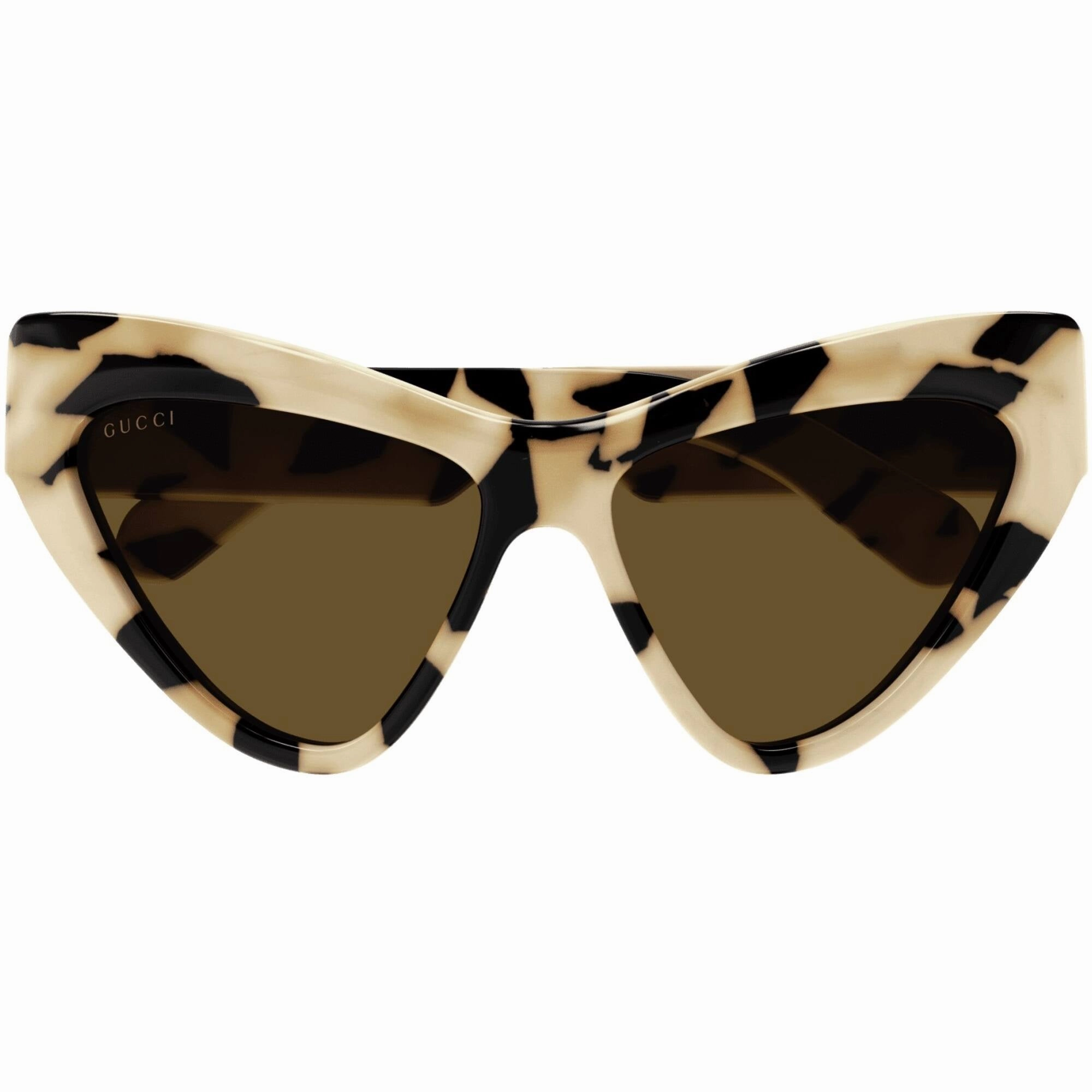 Gucci Women's Sunglasses - Ivory Cat Eye Full Rim Frame Brown Lens | GG1294S 003