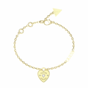 Guess Amore Crystal Heart Bracelet - Gold Tone UBB05057YGL