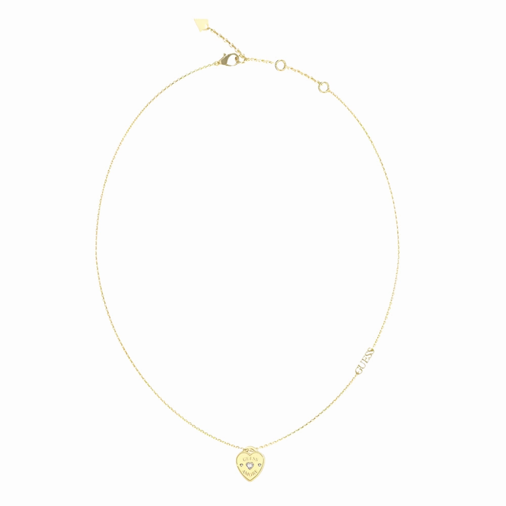 Guess Amore Crystal Heart Necklace - Gold Tone UBN05056YGT