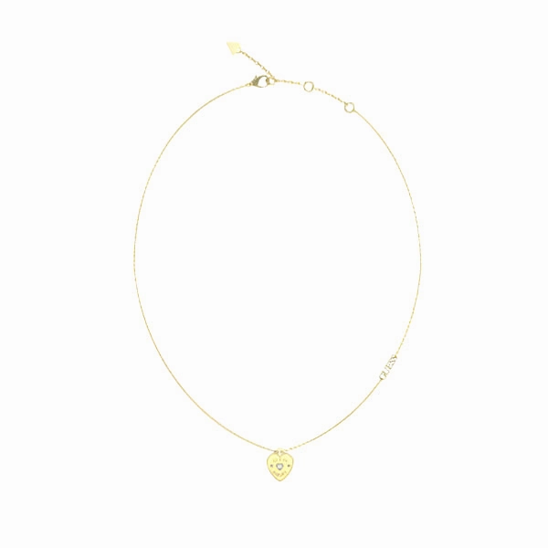 Guess Amore Crystal Heart Necklace - Gold Tone UBN05056YGT